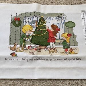 Vintage “Almost Finished” Joan Walsh Anglund December Cross Stitch.